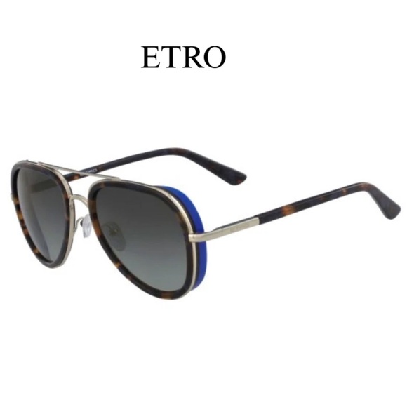 NWT ETRO Metal Aviator Sunglass 210 Blue Havana 56-19 Italy ET110S main image 12